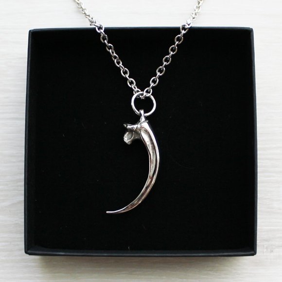 NEW Moon Raven Eagle Talon Claw Solid Stainless Steel Pendant Necklace 32" - Picture 5 of 11